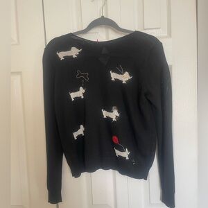 Brand New Lolitas&L Black Sweater with Dog Embroidery and Whimsical Details